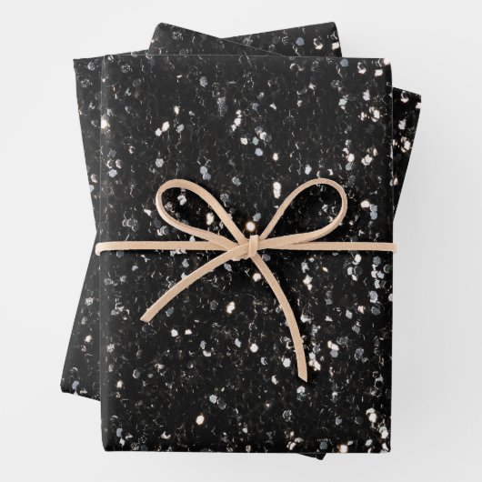 Glitzern aus schwarz-weiß glänzenden Glitzer Geschenkpapier Set (Beispiel)