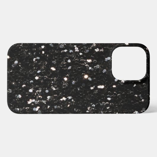 Glitzern aus schwarz-weiß glänzenden Glitzer iPhone Hülle (Rückseite (Horizontal))