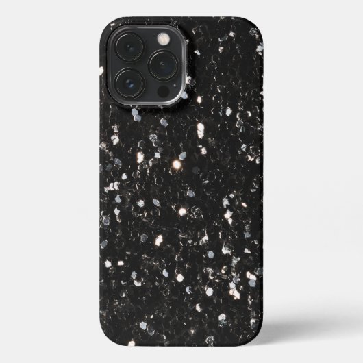Glitzern aus schwarz-weiß glänzenden Glitzer iPhone Hülle (Rückseite)