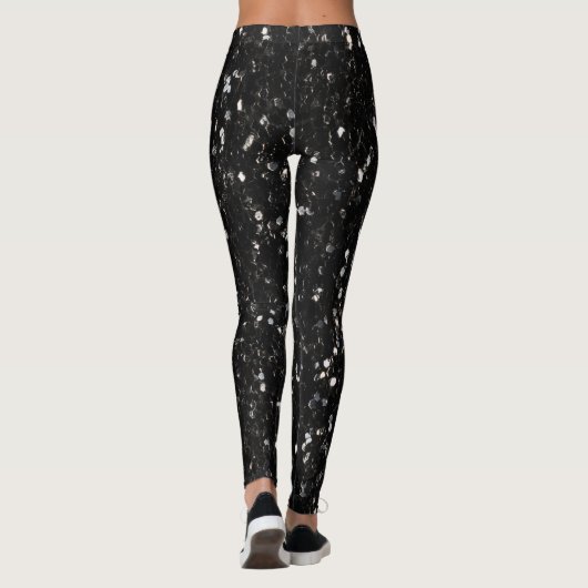 Glitzern aus schwarz-weiß glänzenden Glitzer Leggings (Rückseite)