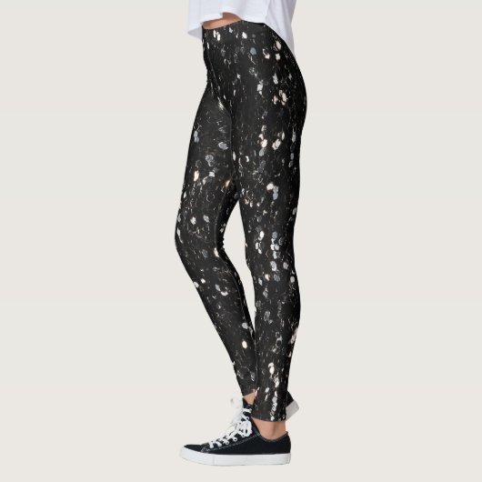 Glitzern aus schwarz-weiß glänzenden Glitzer Leggings (Links)