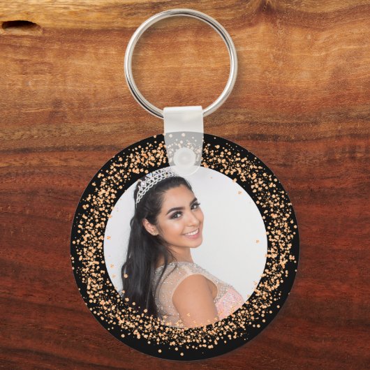 Glitzern aus schwarzem Foto Schlüsselanhänger (Vorderseite)