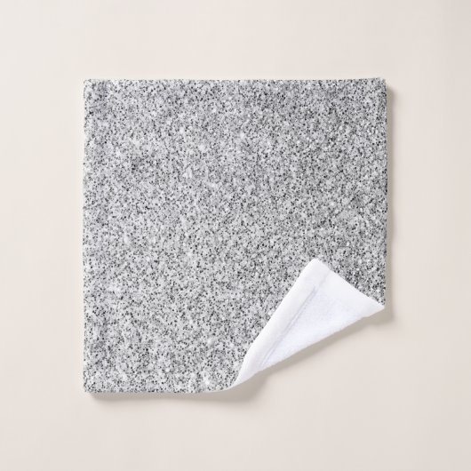 Glitzern aus silbergrauem Glitzer Badhandtuch Set (Waschlappen)