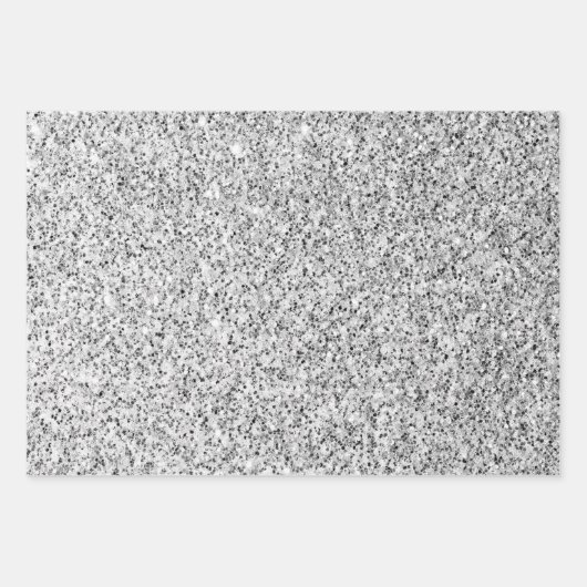 Glitzern aus silbergrauem Glitzer Geschenkpapier Set (Vorderseite)