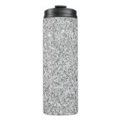 Glitzern aus silbergrauem Glitzer Thermosbecher (Vorderseite)