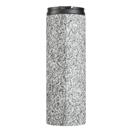 Glitzern aus silbergrauem Glitzer Thermosbecher (Rückseite)
