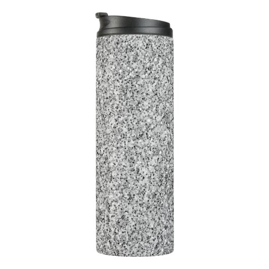 Glitzern aus silbergrauem Glitzer Thermosbecher (Nach rechts gedreht)