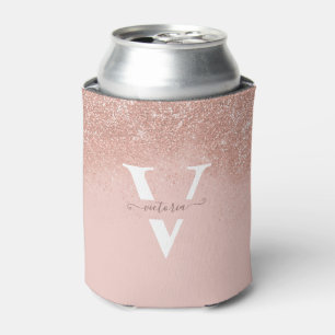 Glitzern Blush Pink Glitzer Monogram Girl Custom Dosenkühler