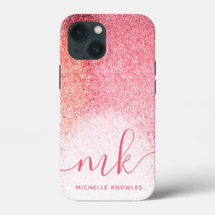 Glitzern Blush Pink Rose Mit Monogramm Script Case-Mate iPhone Hülle
