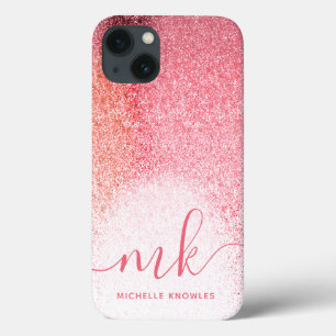 Glitzern Blush Pink Rose Mit Monogramm Script Case-Mate iPhone Hülle