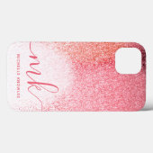 Glitzern Blush Pink Rose Mit Monogramm Script Case-Mate iPhone Hülle (Rückseite (Horizontal))