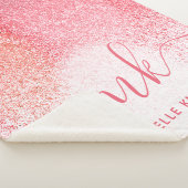 Glitzern Blush Pink Rose Mit Monogramm Script Sherpadecke (3/4)