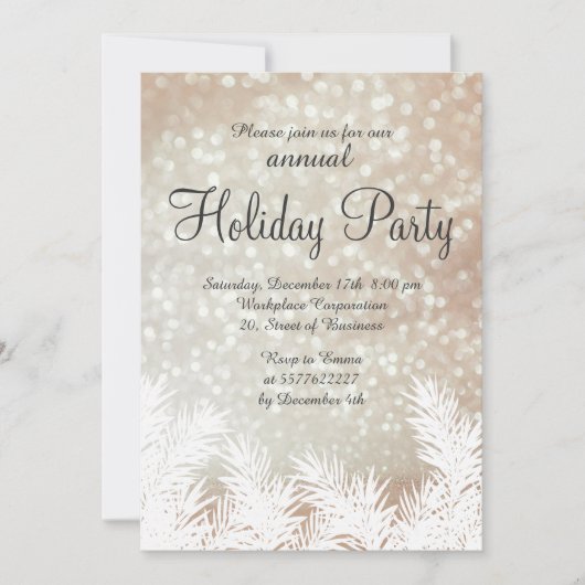 Glitzern buchen Winterkiefern Firmenurlaub Einladung (Vorderseite)