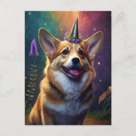 Glitzern - Corgi - Regenbogen Postkarte
