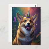 Glitzern - Corgi - Regenbogen Postkarte (Vorne/Hinten)