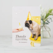 Glitzern Custom Pet Foto Geburtstag Danke Karte (Stehend Vorderseite)