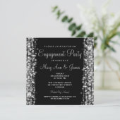 Glitzern der Hochzeitspartei Silver Einladung (Stehend Vorderseite)