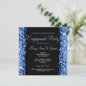Glitzern der Hochzeitspartnerschaft Blue Einladung (Stehend Vorderseite)