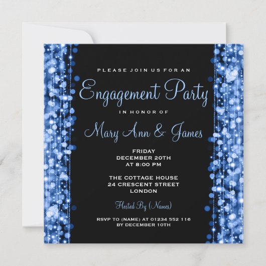 Glitzern der Hochzeitspartnerschaft Blue Einladung (Vorderseite)