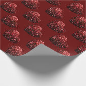 Glitzern des Herz-Glitzer-Musters dunkelrote Valen Geschenkpapier (Ecke)