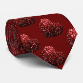 Glitzern des Herz-Glitzer-Musters dunkelrote Valen Krawatte (Gerollt)