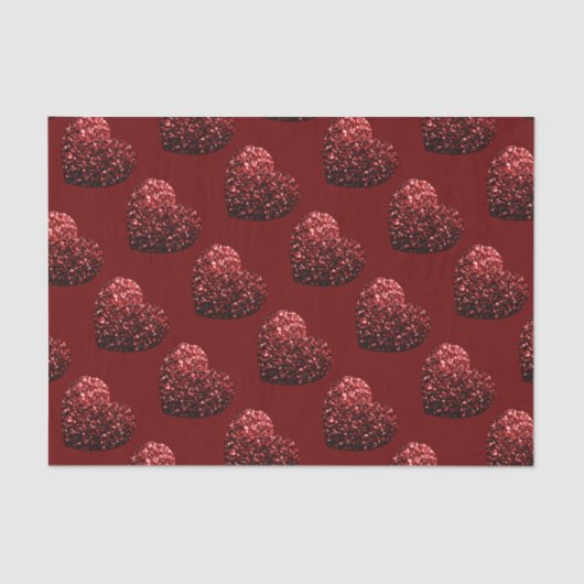 Glitzern des Herz-Glitzer-Musters dunkelrote Valen Seidenpapier (Vorderseite)