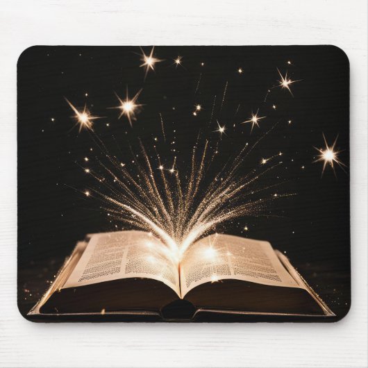 Glitzern, die aus dem offenen Buch austreten Mousepad (Vorne)