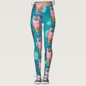 Glitzern Einhorn Party Blue Dots Leggings (Vorderseite)