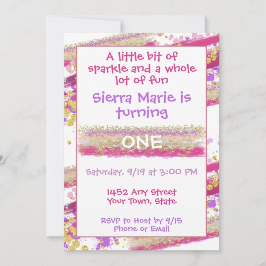 Glitzern Einladung zum Geburtstag (Vorderseite)