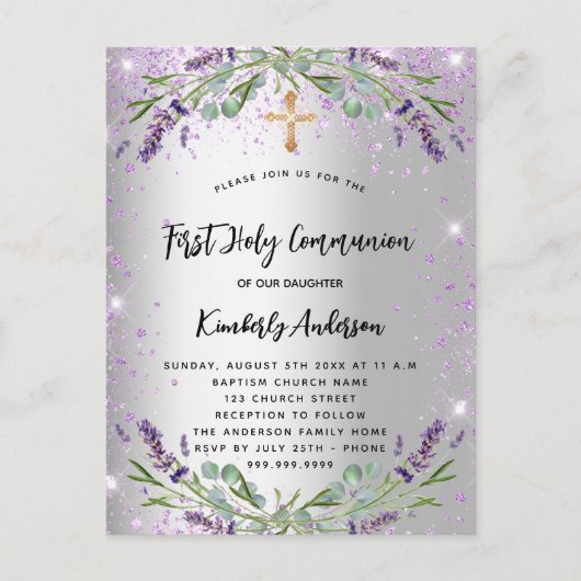 Glitzern Einladungspostkarte (Vorderseite)