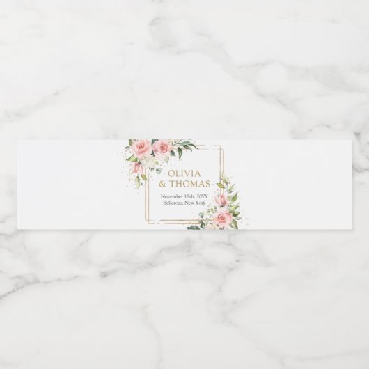 Glitzern Eukalyptus, Blütengold Wasserflaschenetikett (Einzelnes Label)