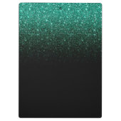 Glitzern für aquamarine schwarze Glitzer Monogram Klemmbrett (Rückseite)