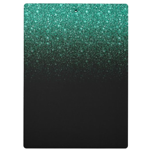 Glitzern für aquamarine schwarze Glitzer Monogram Klemmbrett (Rückseite)
