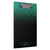 Glitzern für aquamarine schwarze Glitzer Monogram Klemmbrett (Rechts)