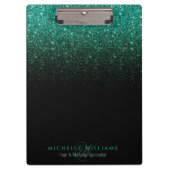 Glitzern für aquamarine schwarze Glitzer Monogram Klemmbrett (Vorderseite)