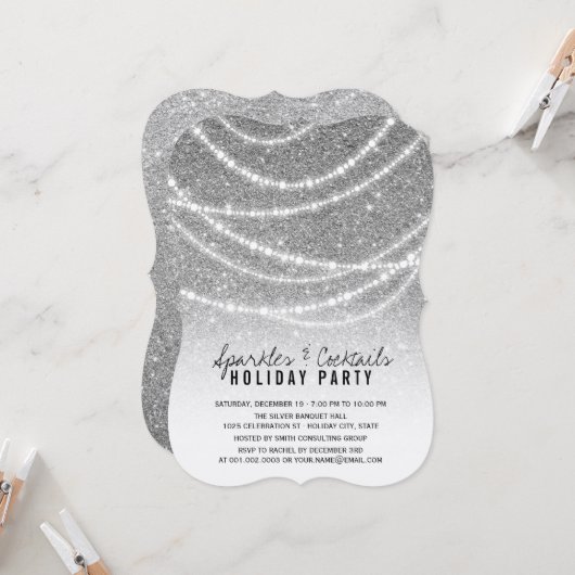 Glitzern für den Silber-Urlaub und Cocktail-Party Einladung (Vorderseite/Rückseite Beispiel)