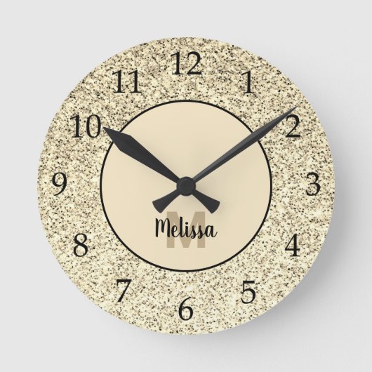Glitzern für leichte Glitzer, Monogram Runde Wanduhr (Vorderseite)