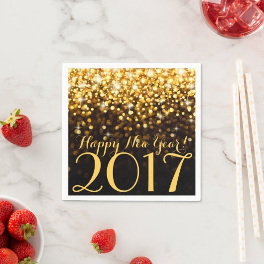 Glitzern für Schwarze Glitzer Silvester Serviette (Beispiel)