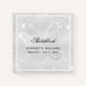 Glitzern für Silberschmetterling-Glitzer Notizblock (Vorderseite)