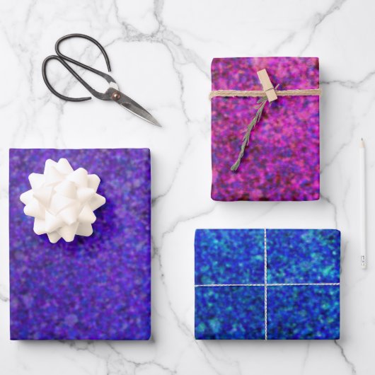 Glitzern Geschenkpapier Set (Vorderseite)