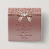 Glitzern & Glamour, Rose Gold Geburtstagsparty Button (Vorderseite)