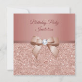 Glitzern & Glamour, Rose Gold Geburtstagsparty Einladung (Vorderseite)