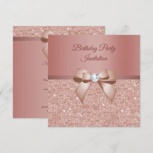 Glitzern & Glamour, Rose Gold Geburtstagsparty Einladung