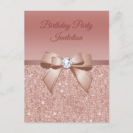 Glitzern & Glamour, Rose Gold Geburtstagsparty Einladungspostkarte