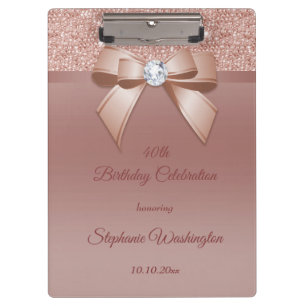 Glitzern & Glamour, Rose Gold Geburtstagsparty Klemmbrett