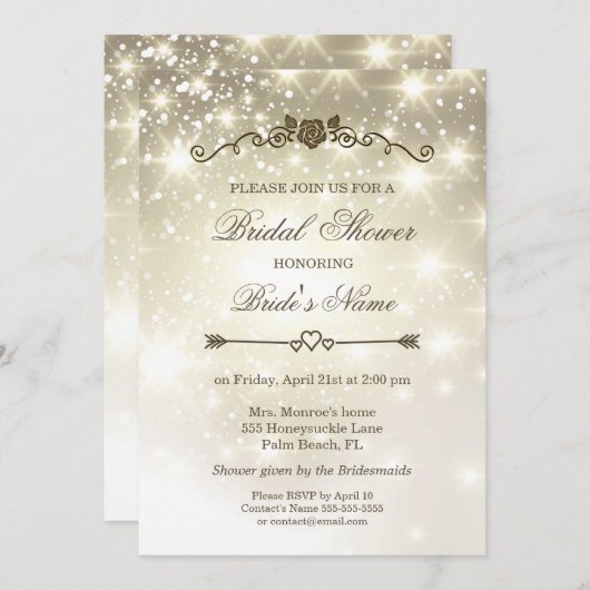Glitzern Glitzer aus Gold - Brautparty Einladung (Vorne/Hinten)
