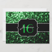 Glitzern Glitzer "Grüne " Sweet 16 Einladung (Vorderseite)