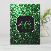 Glitzern Glitzer "Grüne " Sweet 16 Einladung (Stehend Vorderseite)