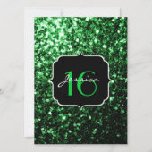 Glitzern Glitzer "Grüne " Sweet 16 Einladung (Vorderseite)