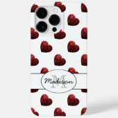Glitzern Glitzer  Herzmuster Monogramm weiß Case-Mate iPhone Hülle (Rückseite)